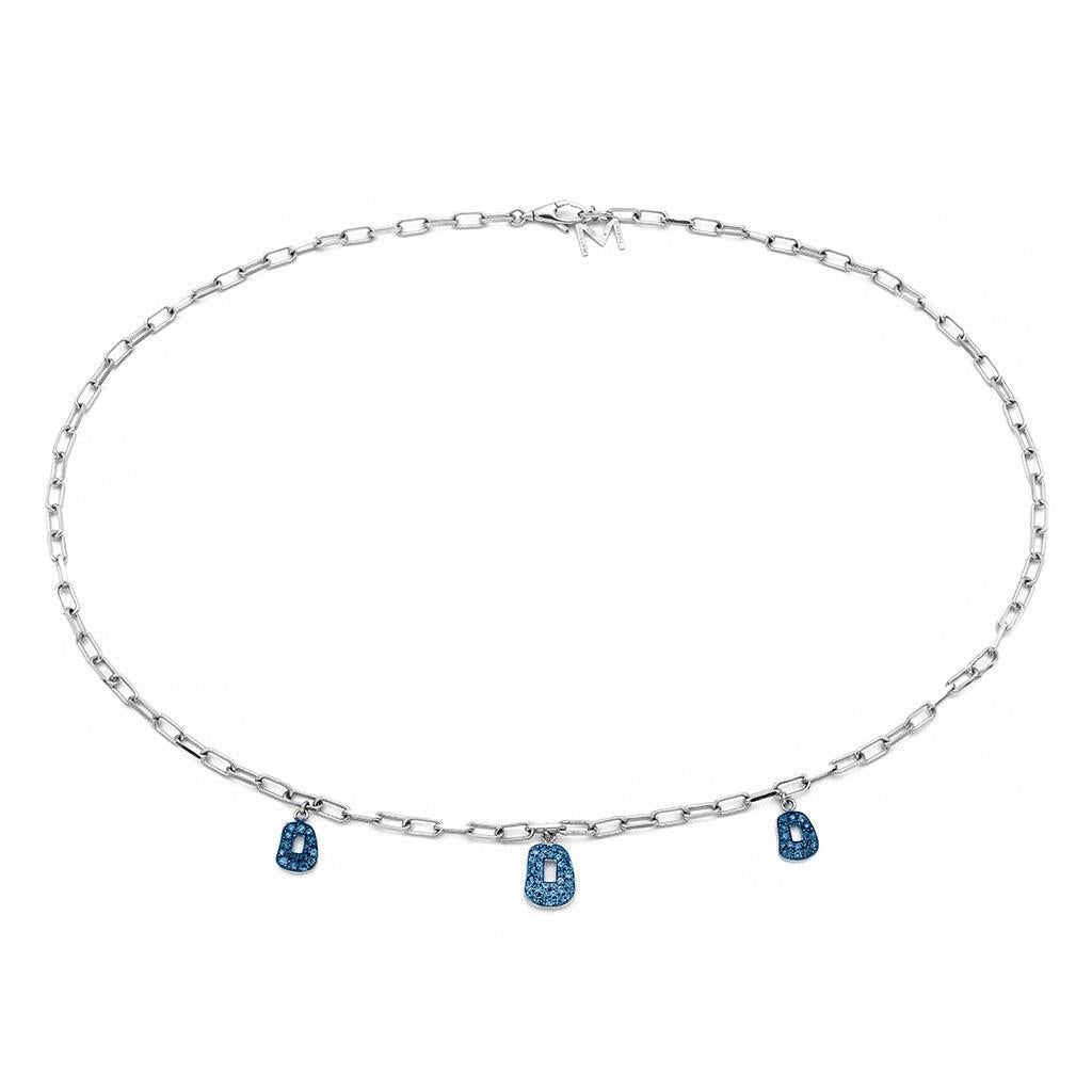 Mattioli Mini Puzzle 5 pendants Necklace in white Gold and 
blue Sapphires
Other options with only 3 pendants for 4.600€
And also other coloour golds and stones
Available in Rose, Yellow or White Gold and Brown Diamonds
Chain 42cm 
Production time