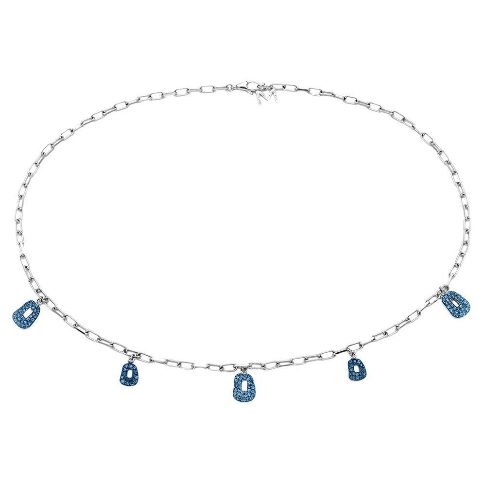 Mattioli Mini Puzzle 5 pendants  Necklace in white Gold and blue Sapphires