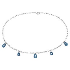 Mattioli Mini Puzzle 5 pendants  Necklace in white Gold and blue Sapphires