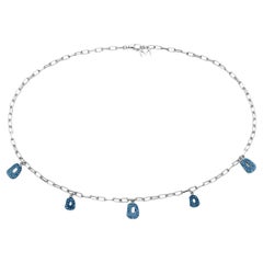 Mattioli Mini Puzzle 5 Pendants Necklace in White Gold and Blue Sapphires