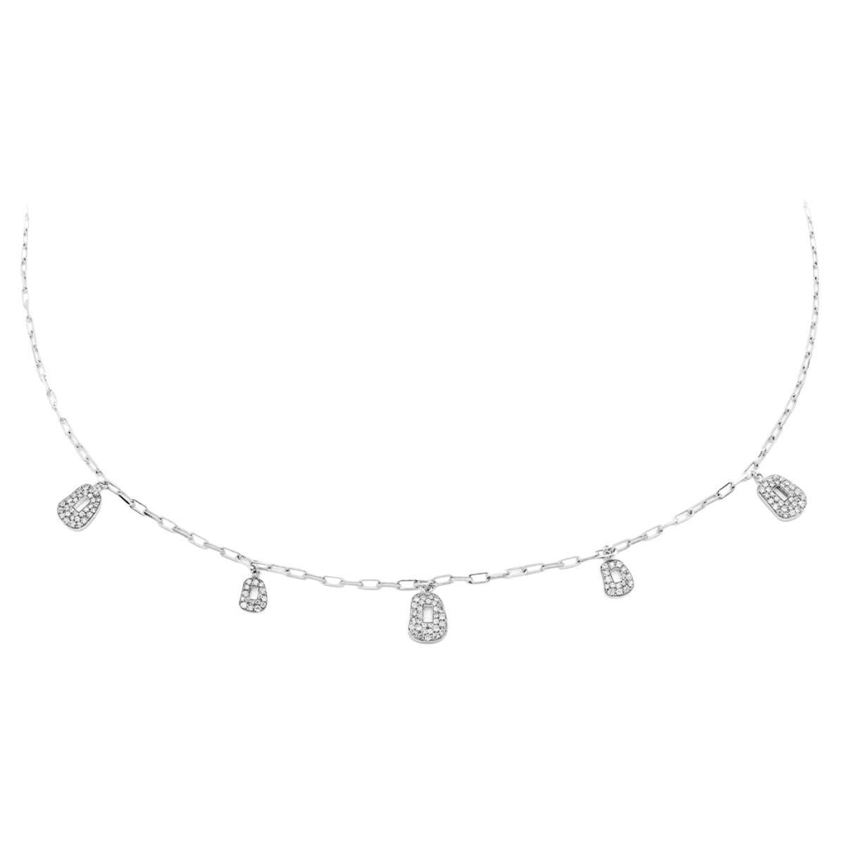 Mattioli Mini- Puzzle 5 Anhänger  Halskette aus Weißgold und weißen Diamanten
