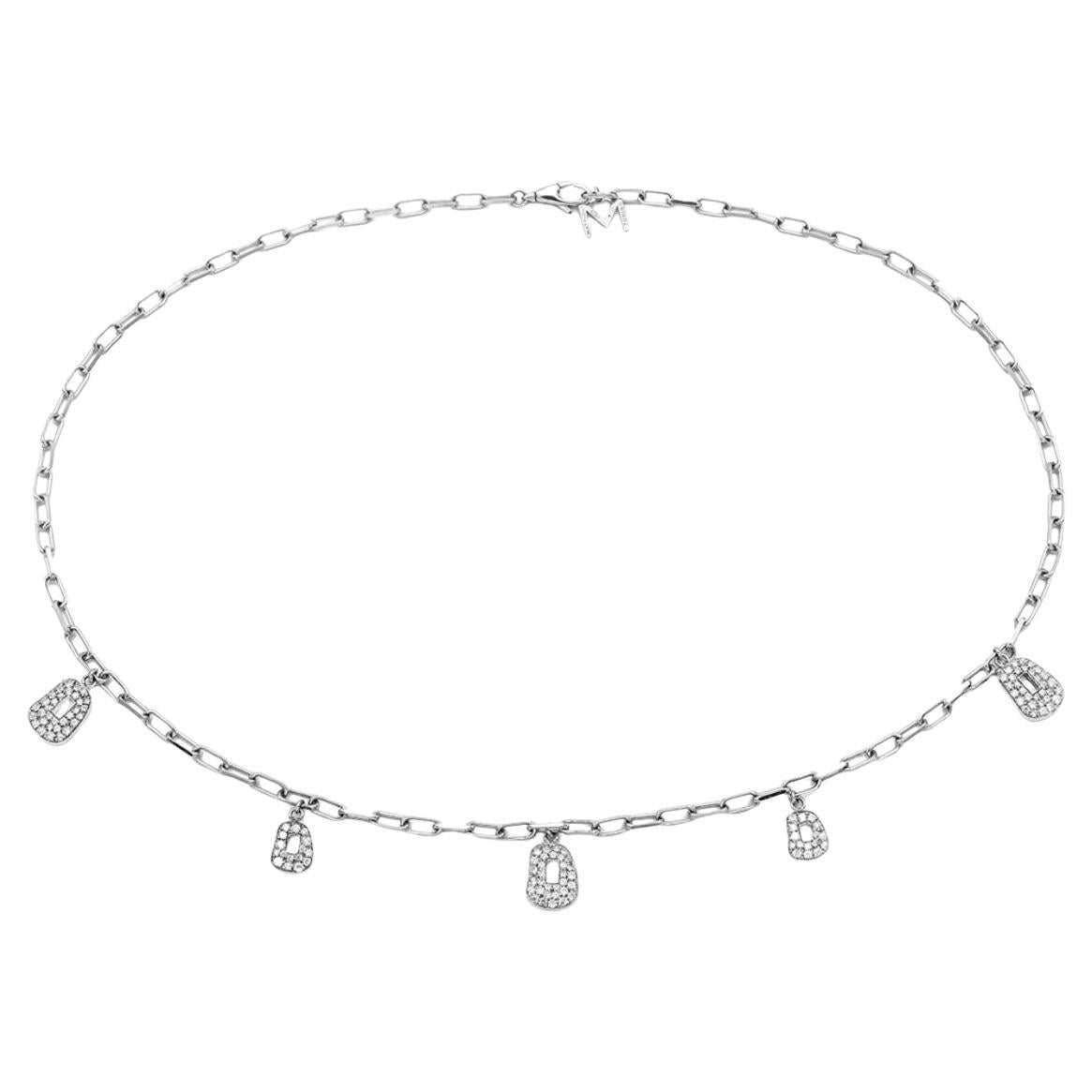 Collar Mattioli Mini Puzzle 5 Colgantes en Oro Blanco y Diamantes Blancos
