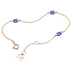 Mattioli Mini Puzzle Bracelet in Rose Gold And Blue Enamel
