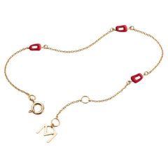 Mattioli Mini Puzzle Bracelet in Rose Gold And Red Enamel