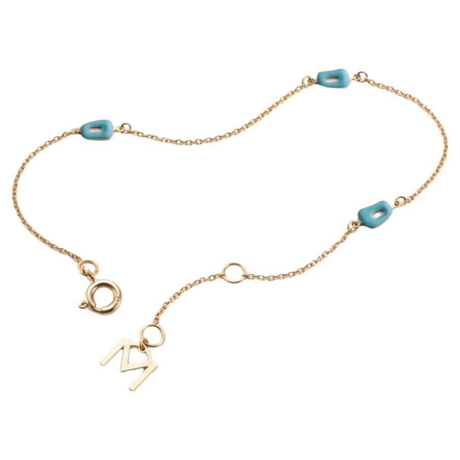 Mattioli Mini Puzzle Bracelet in Rose Gold And Turquoise Enamel
