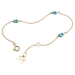 Mattioli Mini Puzzle Bracelet in Rose Gold And Turquoise Enamel