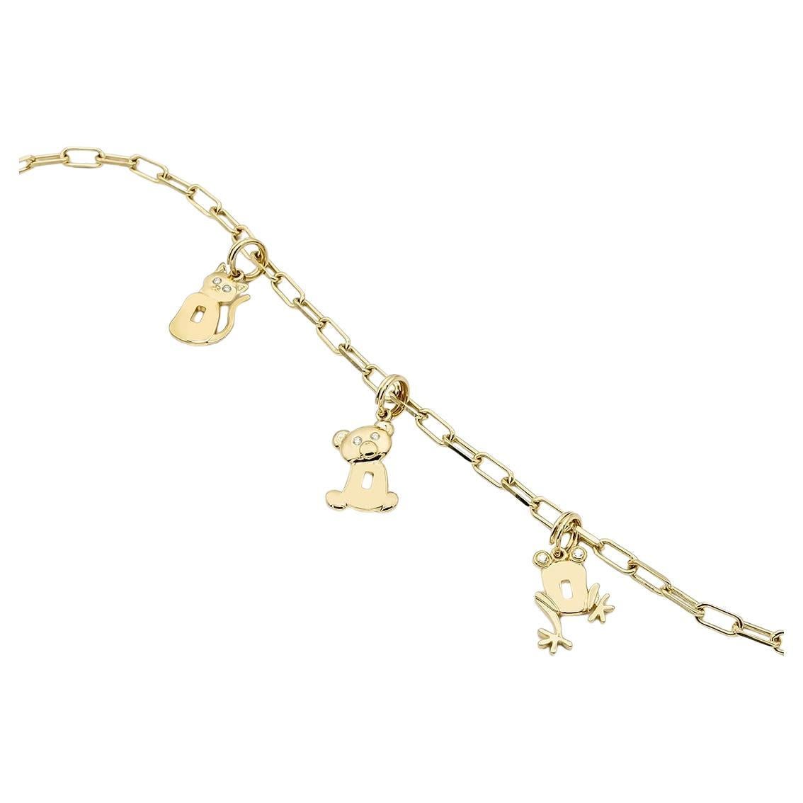 Mattioli Mini Puzzle Charms Bracelet in 18k yellow gold and diamonds
