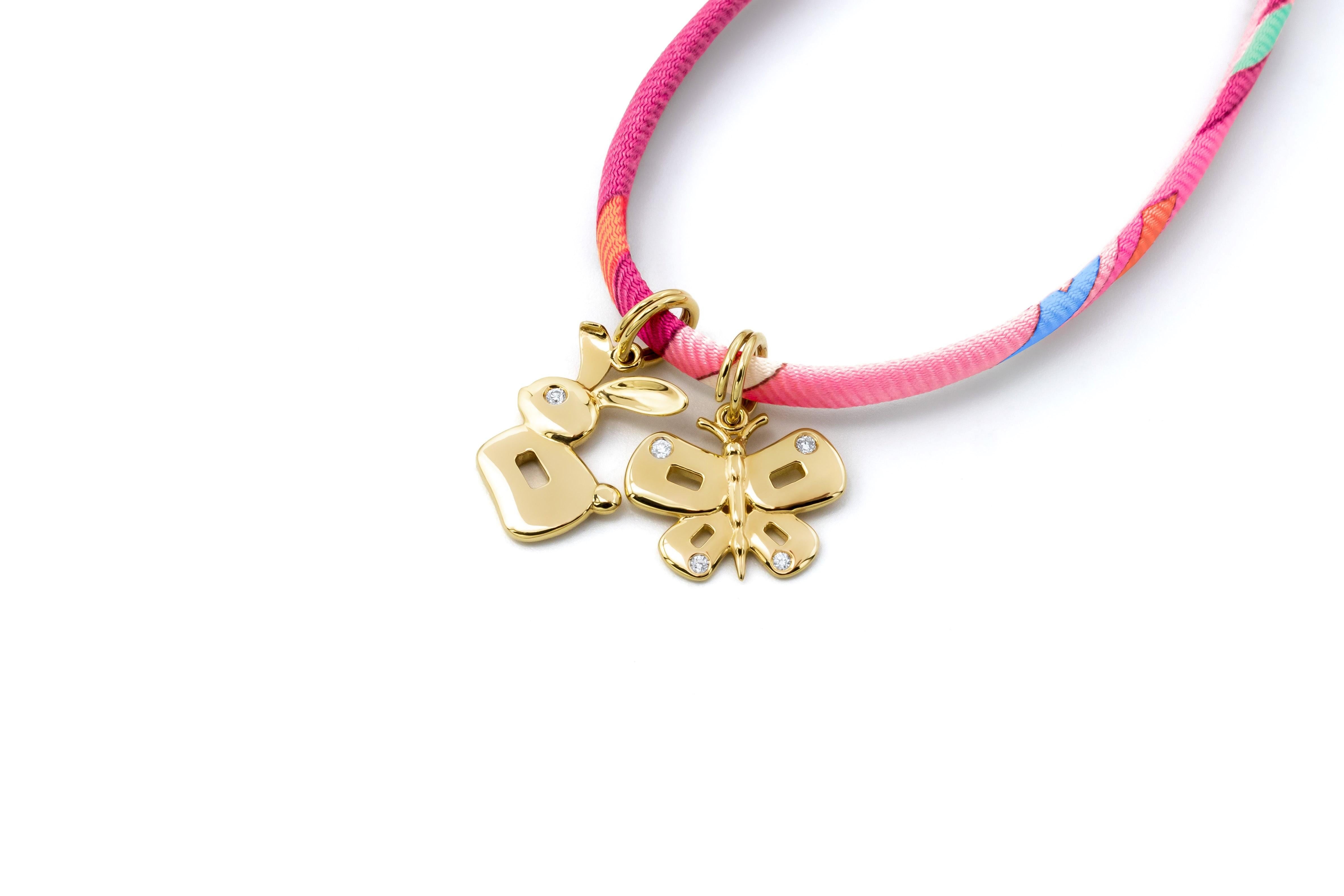 Contemporain Mattioli Pendentifs de la collection Puzzle papillon en or jaune 18 carats et diamants en vente