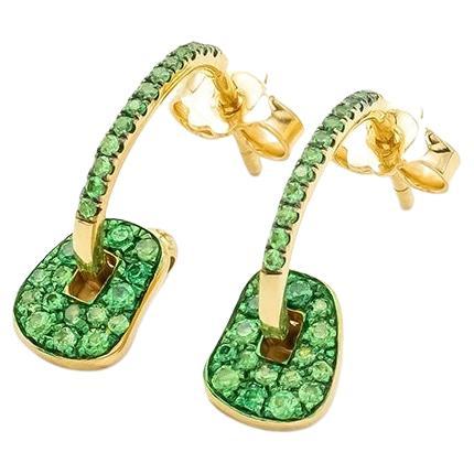 Mattioli Mini Puzzle Earrings in Yellow Gold and Tsavorites For Sale