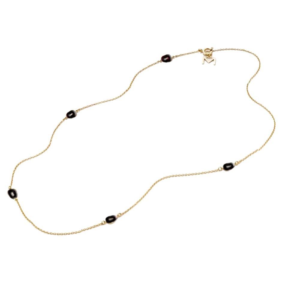 Mattioli Mini Puzzle Necklace in Rose Gold and Black Enamel - 45 cm