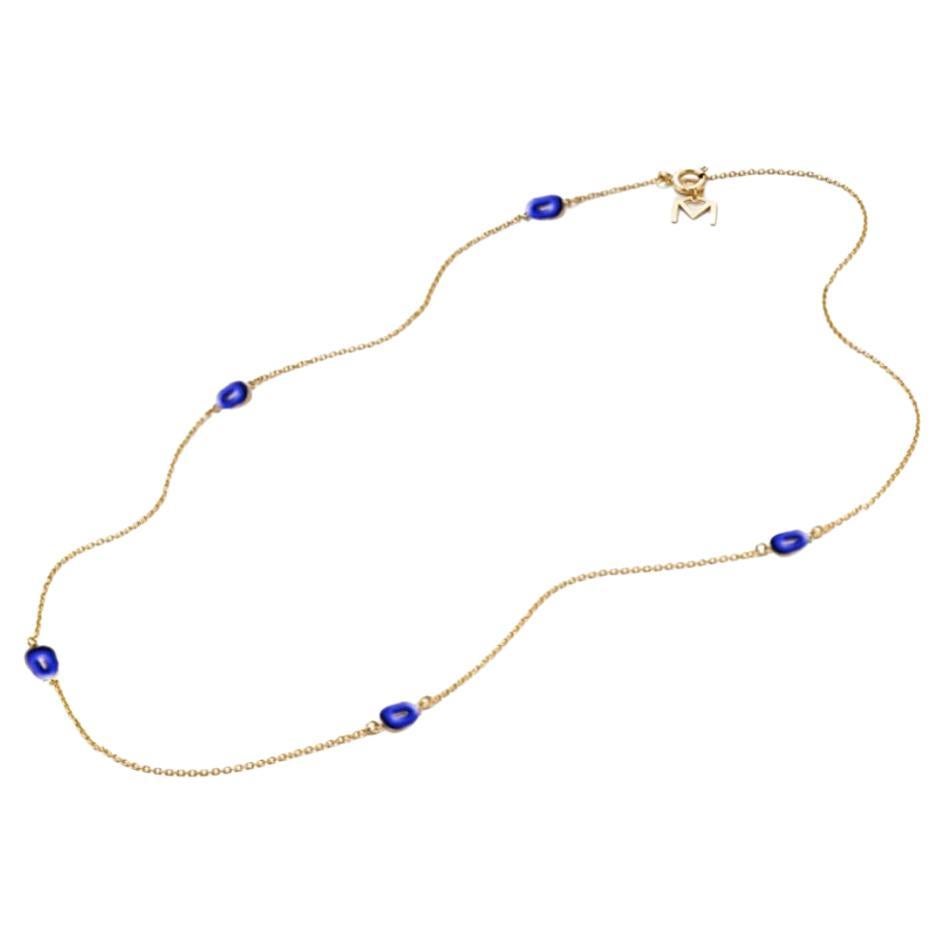Mattioli Mini Puzzle Necklace in Rose Gold and Blue Enamel - 45 cm