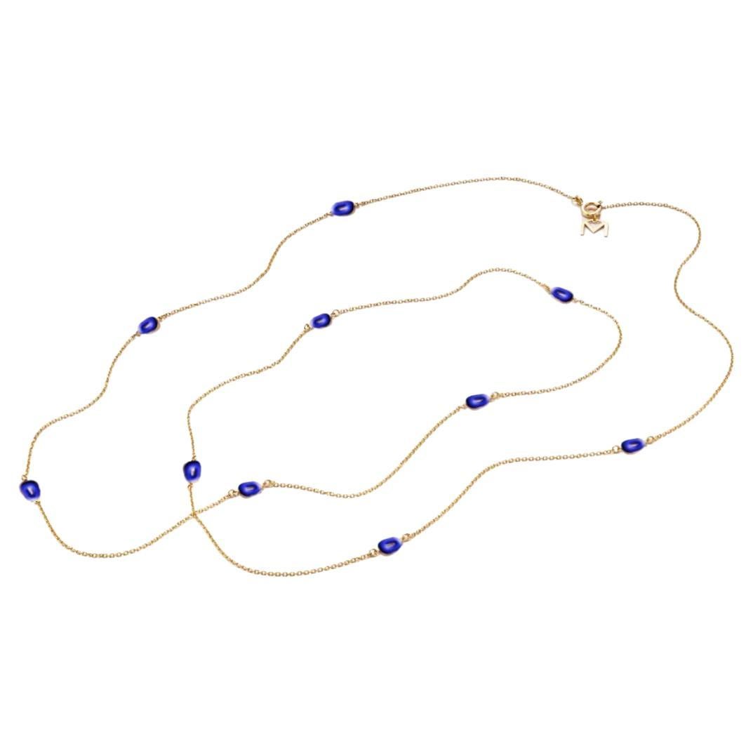 Mattioli Mini Puzzle Necklace in Rose Gold and Blue Enamel - 60 cm