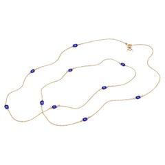 Mattioli Mini Puzzle Necklace in Rose Gold and Blue Enamel - 60 cm