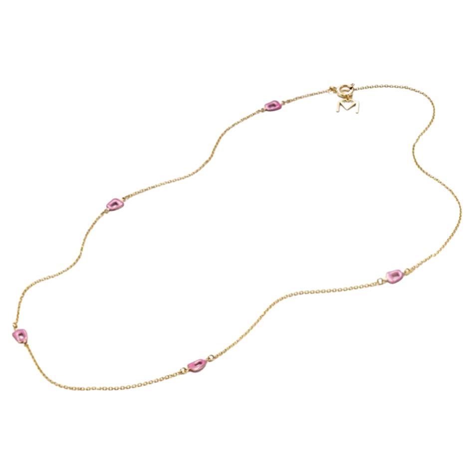 Mattioli Mini Puzzle Necklace in Rose Gold and Pink Enamel - 45 cm