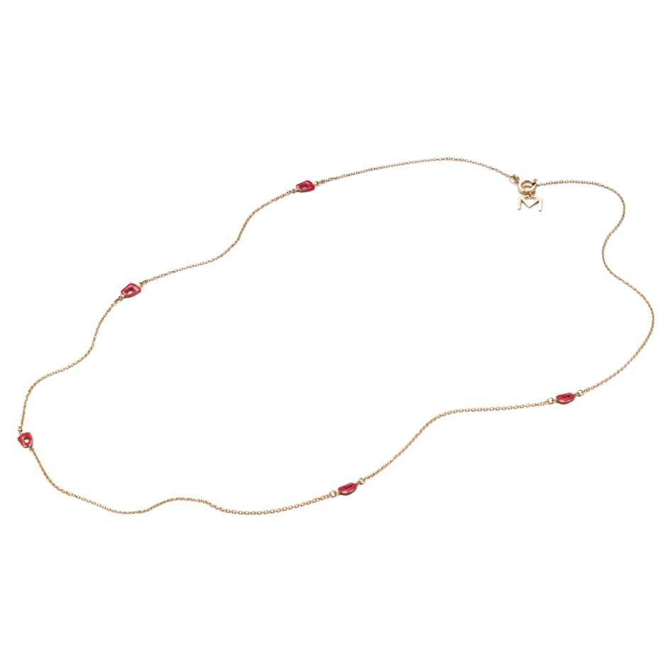 Mattioli Mini Puzzle Necklace in Rose Gold and Red Enamel - 45 cm
