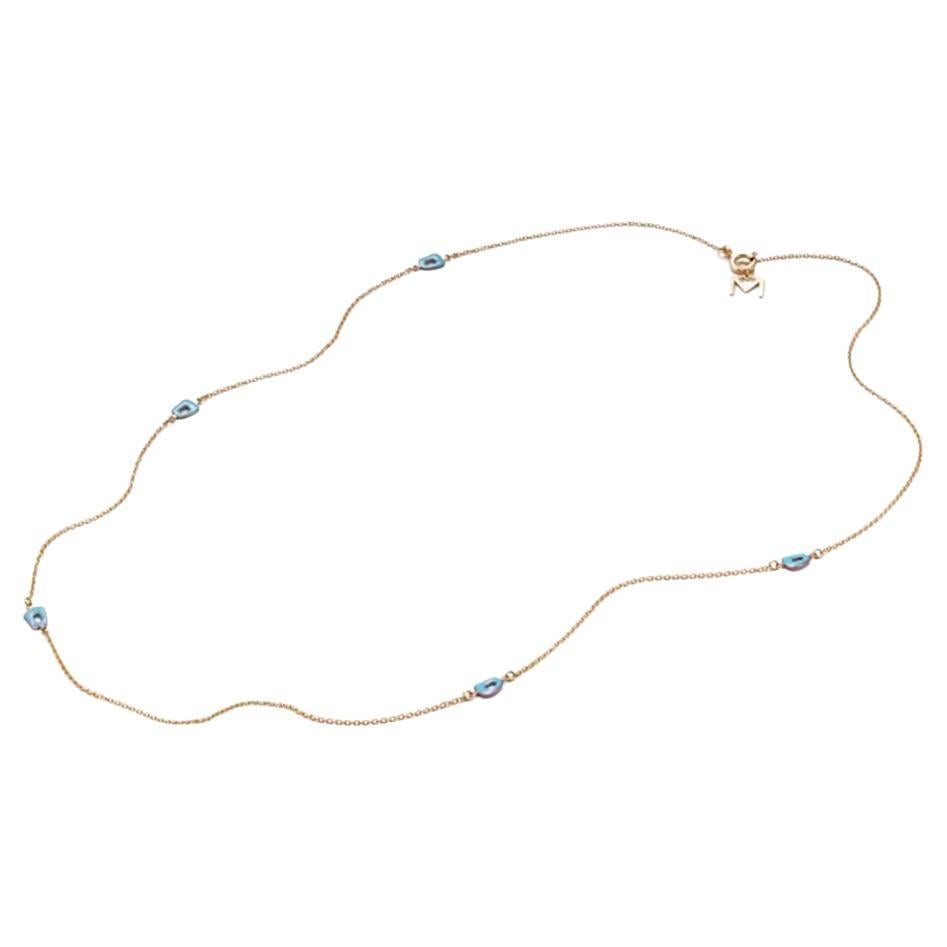 Mattioli Mini Puzzle Necklace in Rose Gold and Turquoise Enamel - 45 cm For Sale