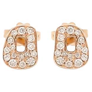Orecchini a perno Mini Puzzle di Mattioli in oro rosa e diamanti marroni