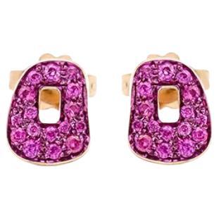Orecchini Mattioli Mini Puzzle in oro rosa e zaffiri rosa