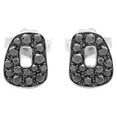 Mattioli Mini Puzzle Stud Earrings in White Gold and Black Diamonds