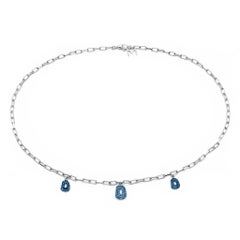 Mattioli Mini Puzzle Stud Earrings in White Gold and Blue Sapphires