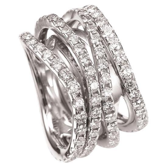 Mattioli Multisize Aspis Spinner Ring in White Gold and White Diamonds