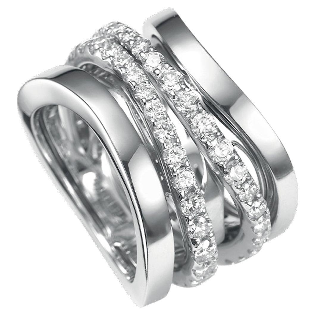 Mattioli Multisize Aspis Spinner Ring in White Gold and White Diamonds