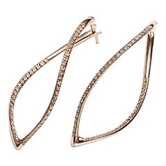 Mattioli Navettes Earrings in Rose Gold and Brown Diamonds