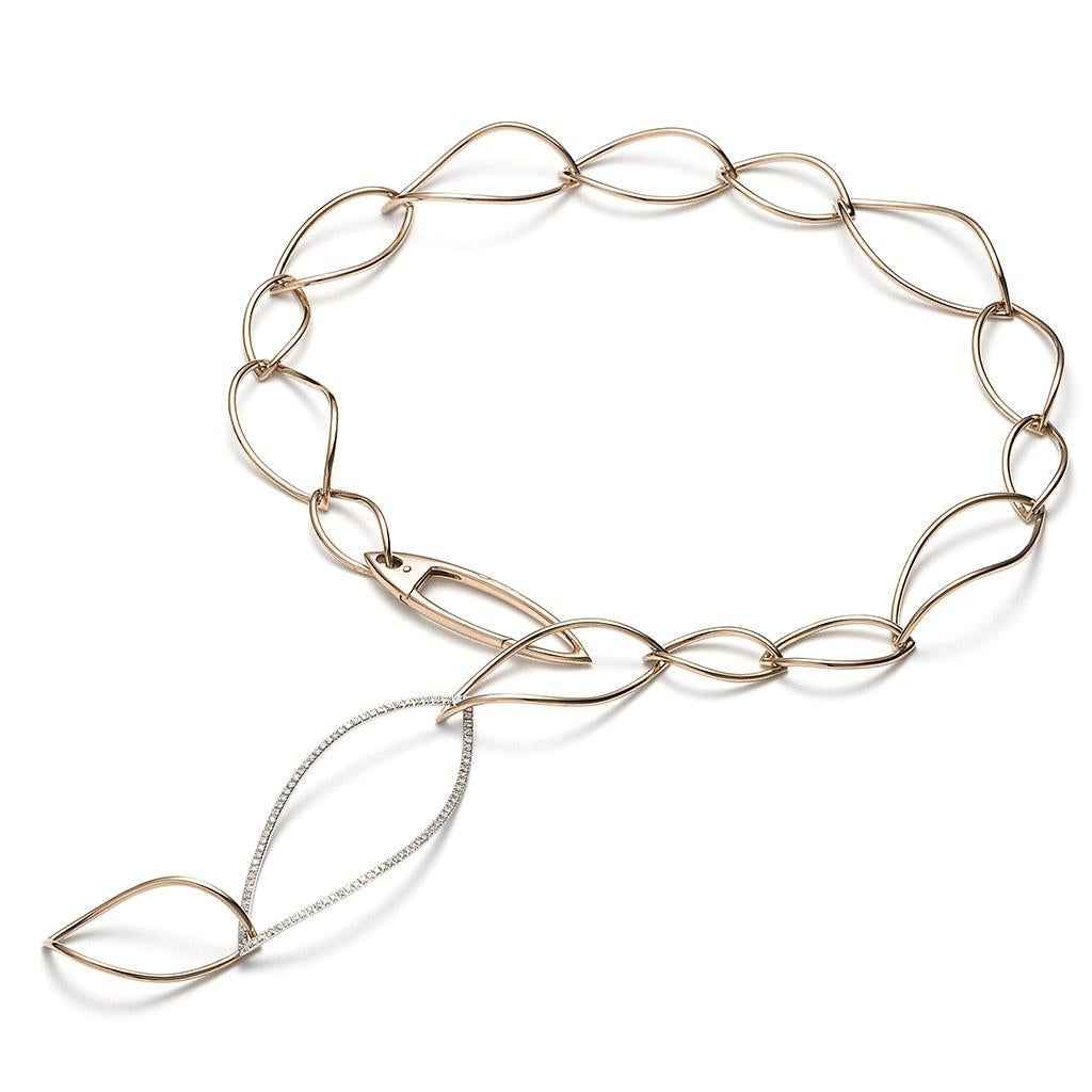 Contemporary Mattioli Navettes Long Necklace in 18k Rose Gold Necklace For Sale