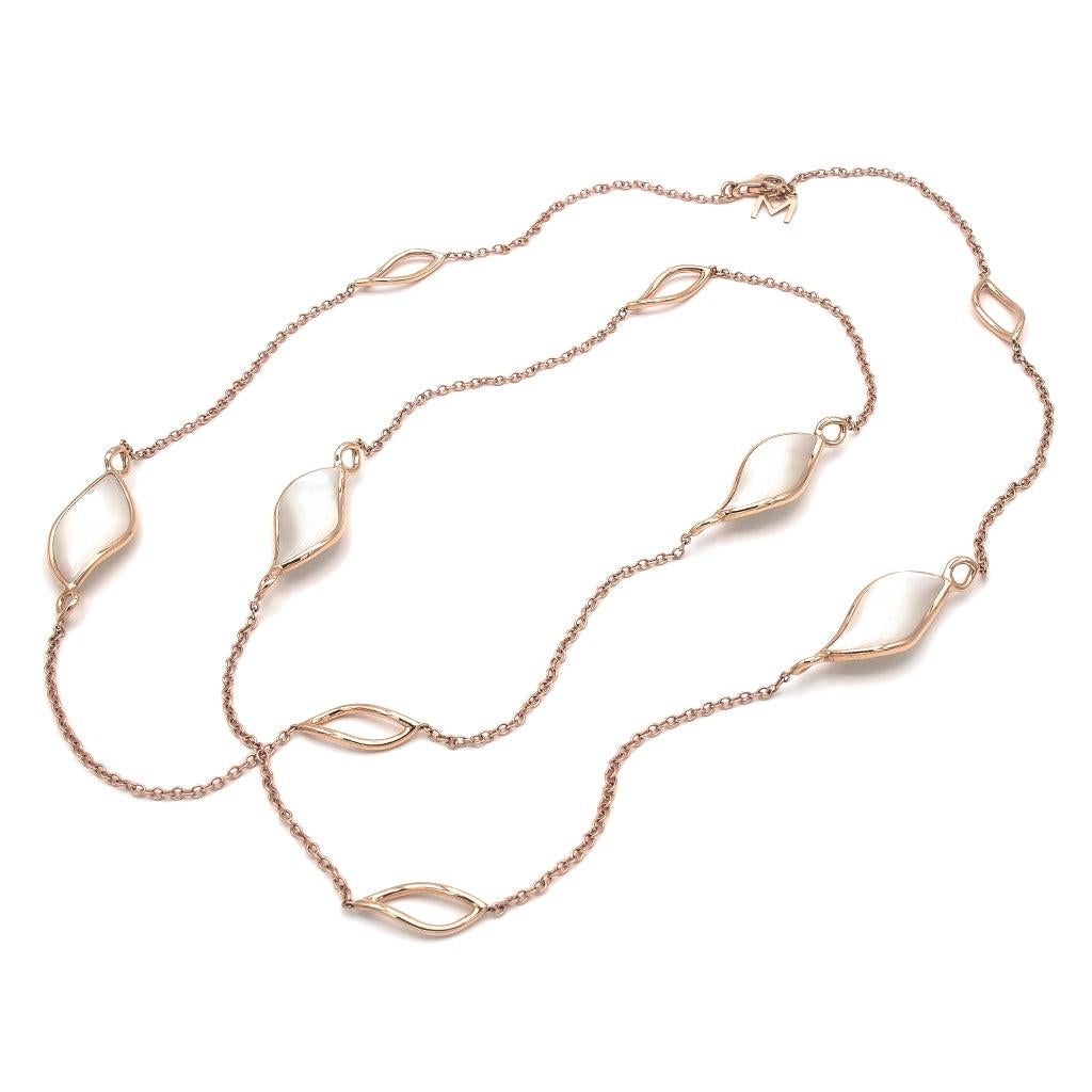 Mattioli Navettes Long Necklace in 18k Rose Gold Necklace In New Condition For Sale In Bilbao, ES