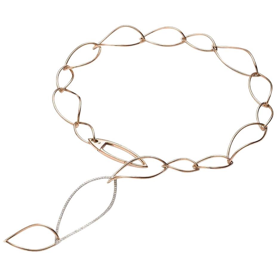 Mattioli Navettes Long Necklace in Rose Gold For Sale