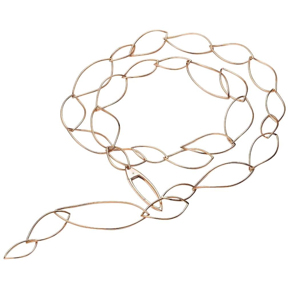 Mattioli Navettes Long Necklace in Rose Gold, White Gold