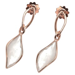 Mattioli Navettes Short Earrings in 18K Rose Gold and Mother of Pearl