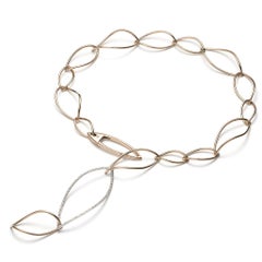 Mattioli Navettes Necklace in Rose Gold, White Gold and White Diamonds