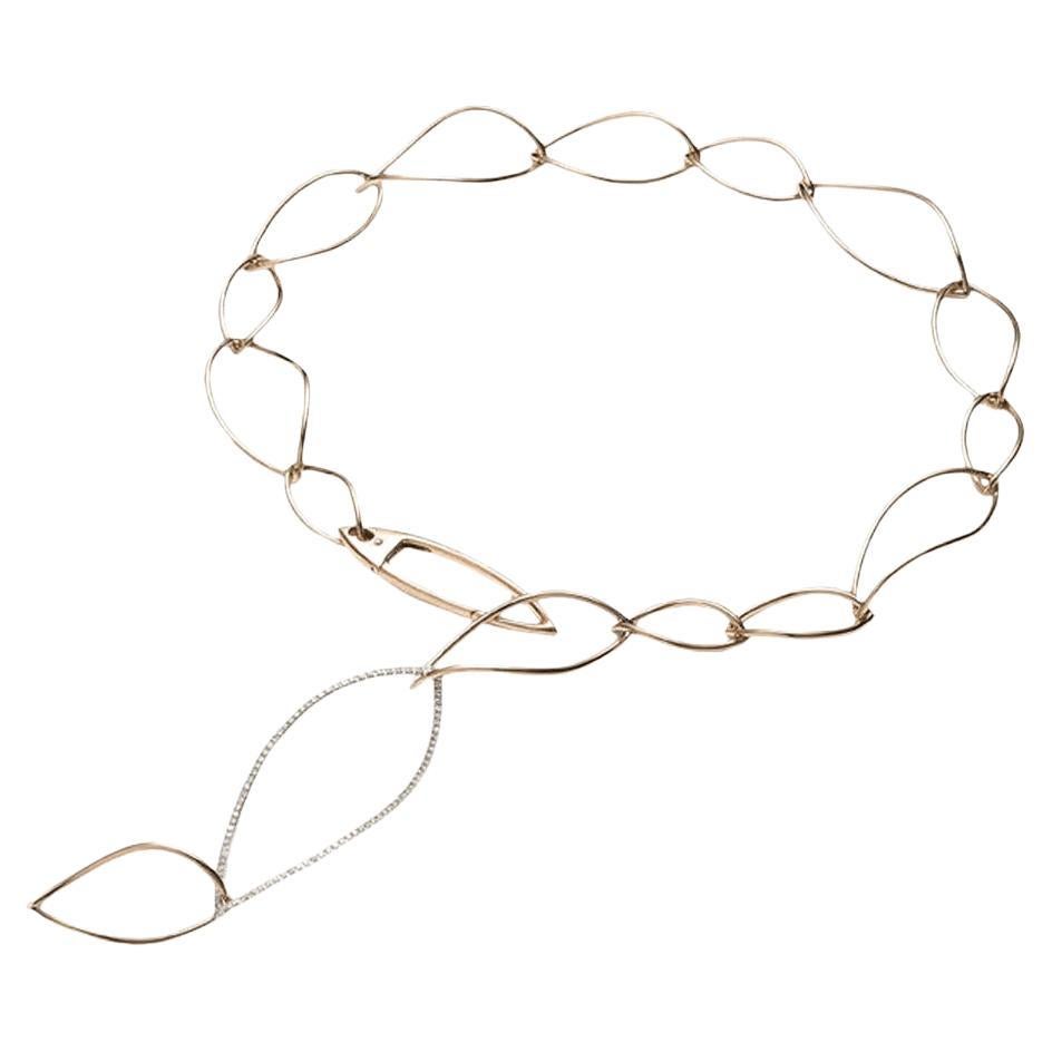 Mattioli Navettes Necklace in Rose Gold, White Gold and White Diamonds