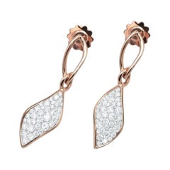 Mattioli Navettes Right Long Earring in 18 K Rose Gold & Natural Mother of Pearl