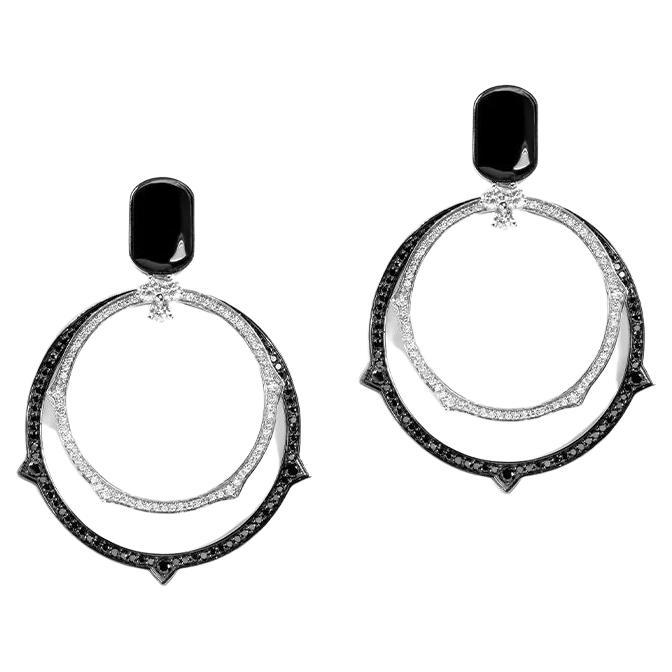 Mattioli new Ever Interchangeable earrings in 18k white gold, diamonds and onyx  For Sale