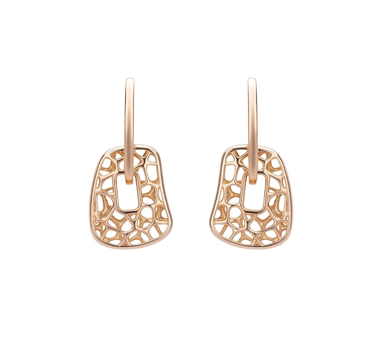 Contemporary Mattioli Openwork Puzzle 18k Gold Earrings Silver and Bronze Small Size For Sale