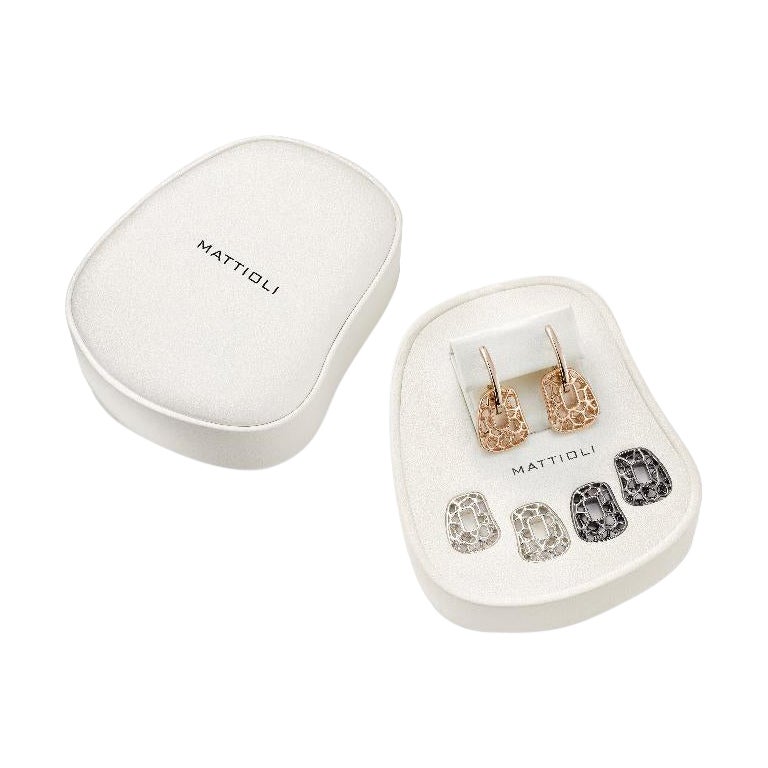 Pendientes Mattioli Puzzle Calado Oro 18k Plata y Bronce Tamaño Pequeño