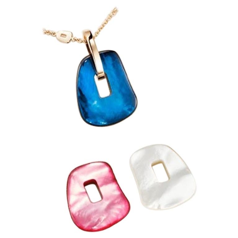Ciondolo Mattioli in oro rosa 18 carati e diamanti bianchi con 3 puzzle colorati Taglia M
