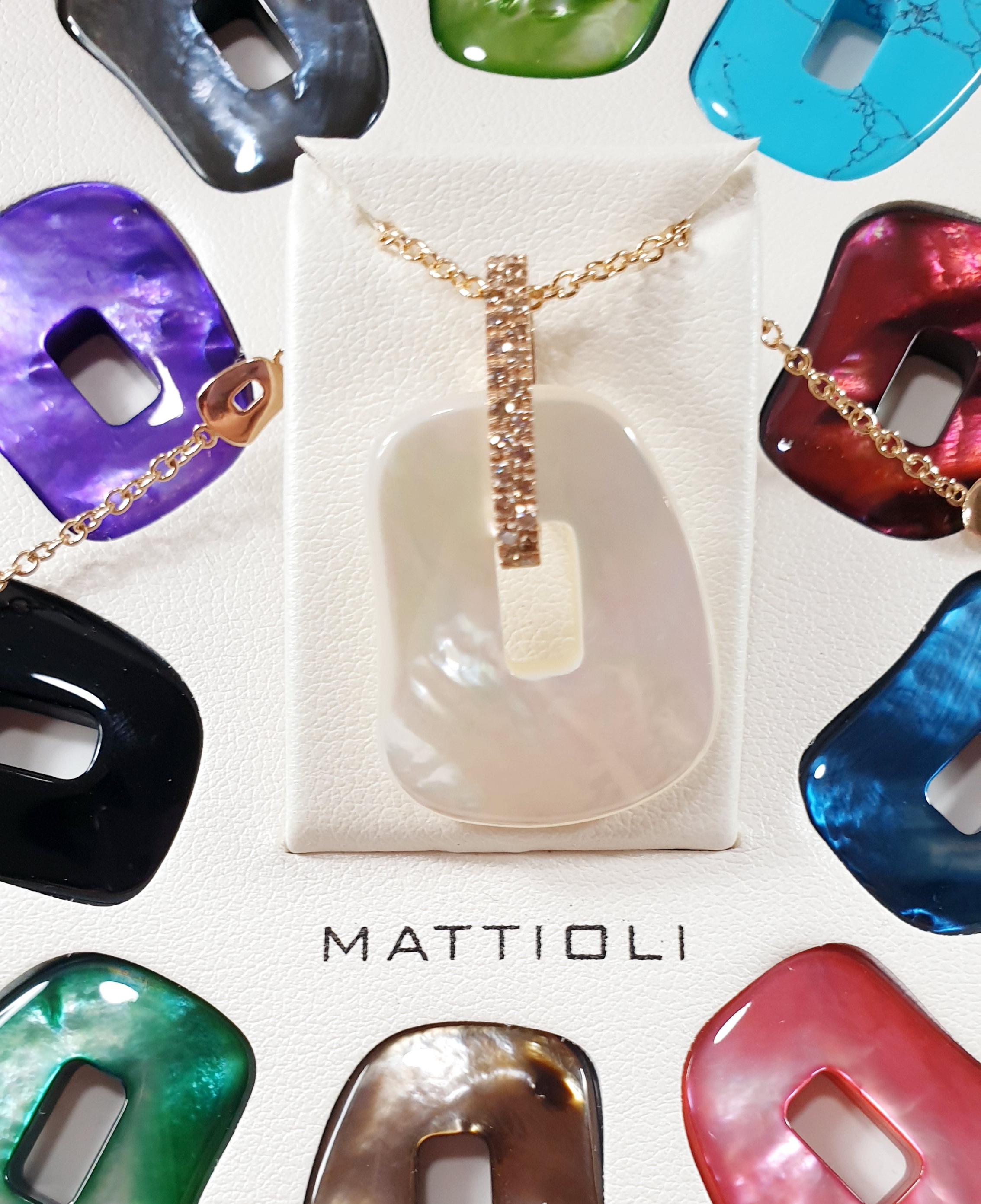 Contemporary Mattioli Pendant 18K Rose Gold & White Diamonds  and 11 Colored Puzzles M Size For Sale