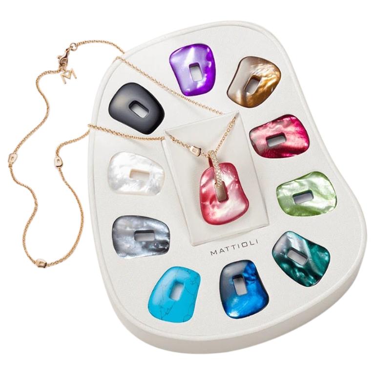 Mattioli Anhänger 18 Karat Roségold & Braun Diamanten und 11 farbige Puzzles M Größe