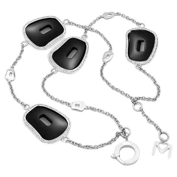 Mattioli Puzzle Bracelet double rang en or 18k, onyx noir et diamants blancs en vente