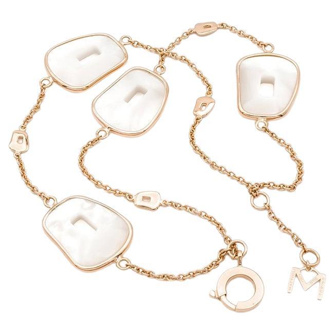 Mattioli Puzzle  18k Gold & Natural Mother of Pearl double strand bracelet For Sale
