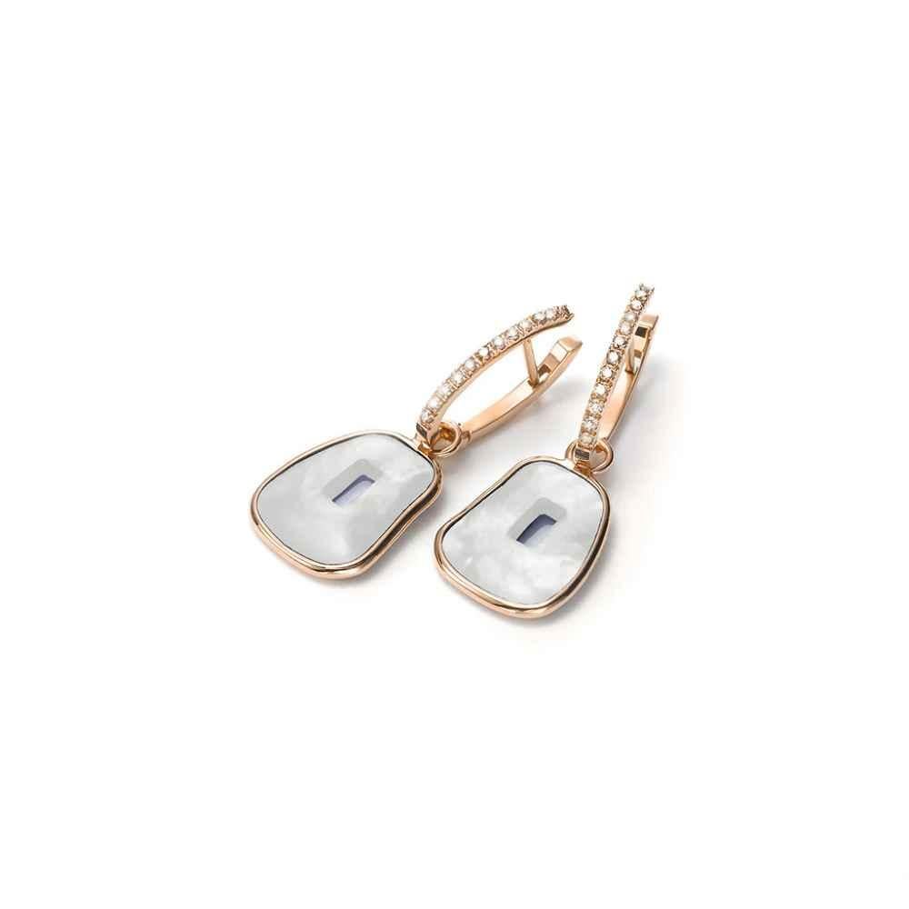Contemporary Mattioli Puzzle  18k Gold & Natural Mother of Pearl Earrings and Diamonds For Sale