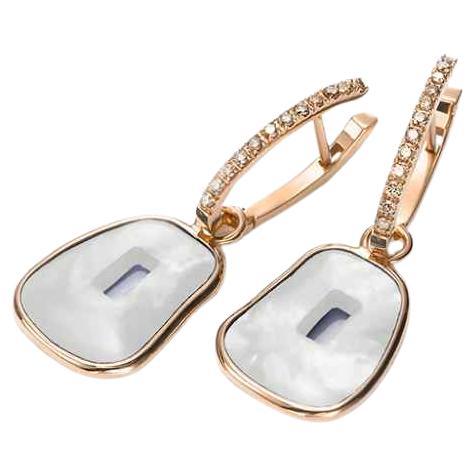 Mattioli Puzzle  18k Gold & Natural Mother of Pearl Earrings and Diamonds