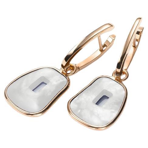 Mattioli Puzzle  18k Gold & Natural Mother of Pearl Earrings For Sale