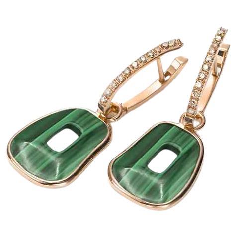 Mattioli Puzzle  18k  Rose Gold , Malachite and Diamonds Earrings
Diamonds 0,34 carats
Diamonds can be brown or white

Production Time 4 weeks 
If not in stock, production time of thre-four weeks.
Also matching, necklace, pendant  and bracelet.
