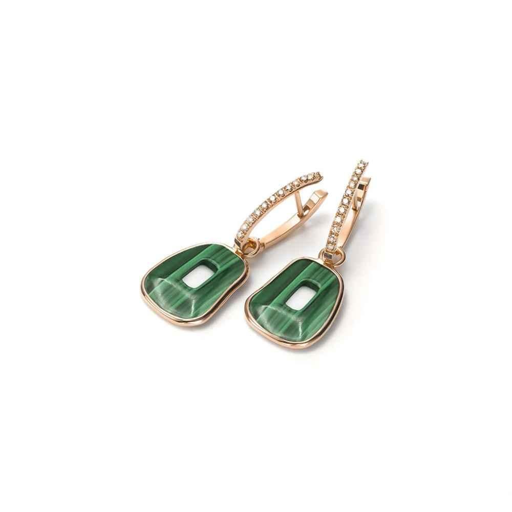 Rose Cut Mattioli Puzzle  18k  Rose Gold , Malachite and White Diamonds Earrings For Sale