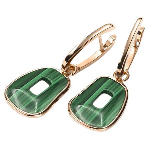 Mattioli Puzzle  18k  Rose Gold , Malachite and White Diamonds Earrings In New Condition For Sale In Bilbao, ES