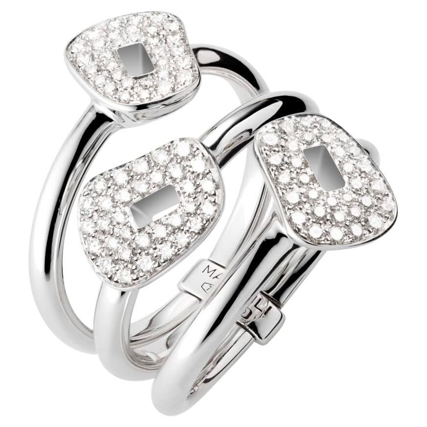 Mattioli, bague puzzle en or blanc 18 carats avec diamants